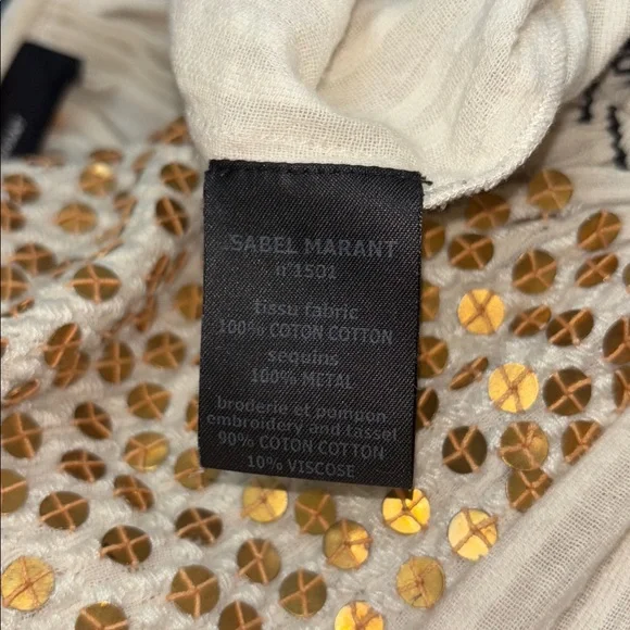 Isabel Marant Ivory Blouse with Matte Gold Sequin and Black Embroidery - Picture 9 of 11